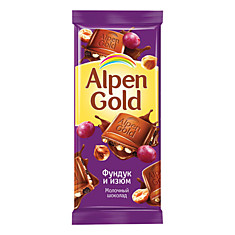 Шоколад Alpen Gold фундук и изюм, 80г