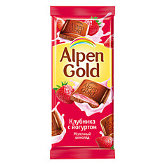 Шоколад Alpen Gold с клубнично-йогуртовой начинкой, 80г